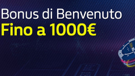<strong>Bonus benvenuto William Hill: ricevi un bonus fino a 1000 euro sul tuo primo deposito!</strong>