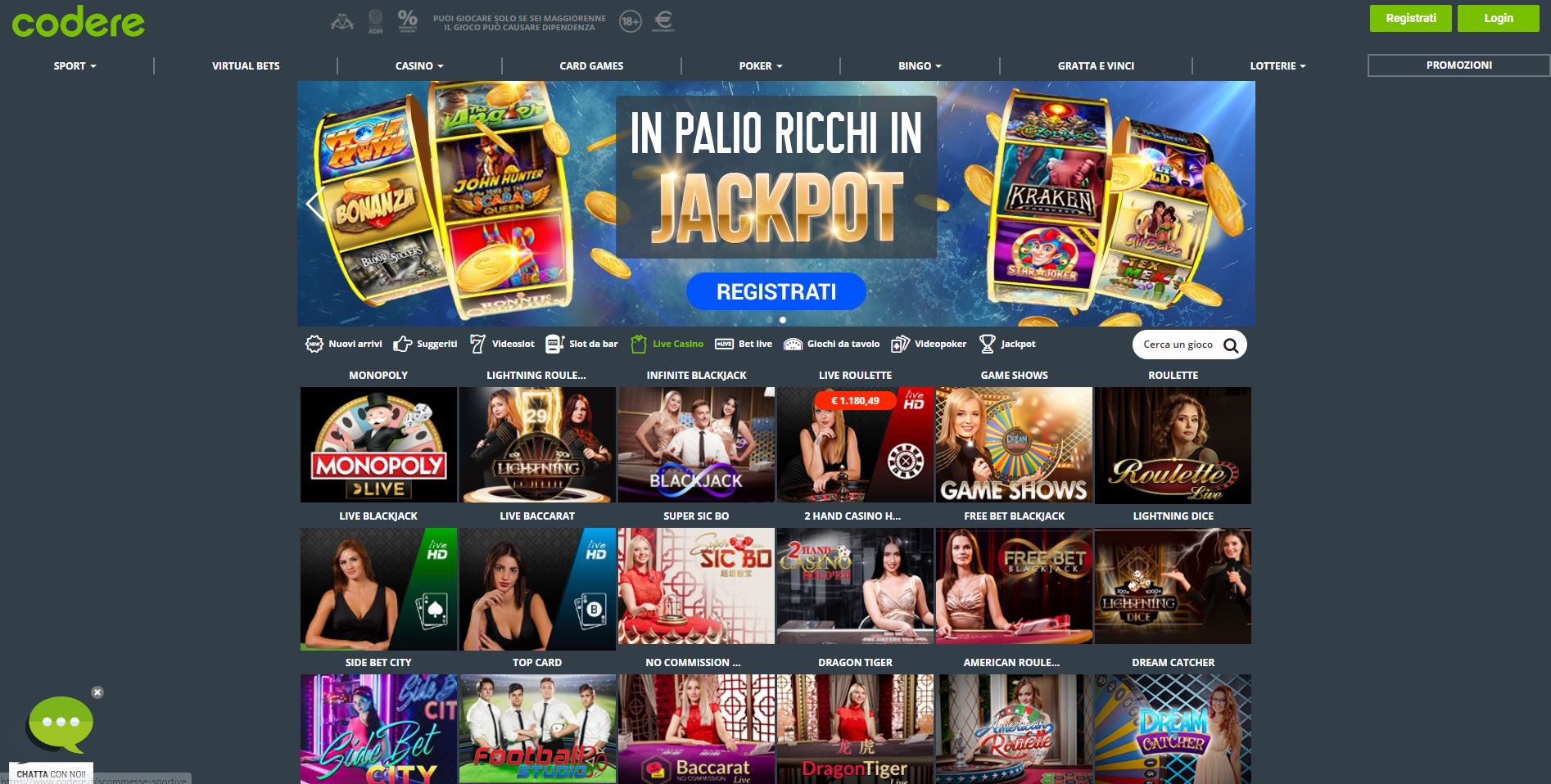 L'innovativo casino di Codere offre numerosi tavoli verdi virtuali in tempo reale