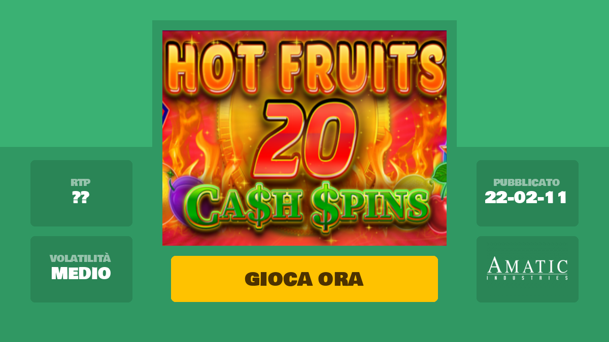 hot fruits 20 cash spins slot