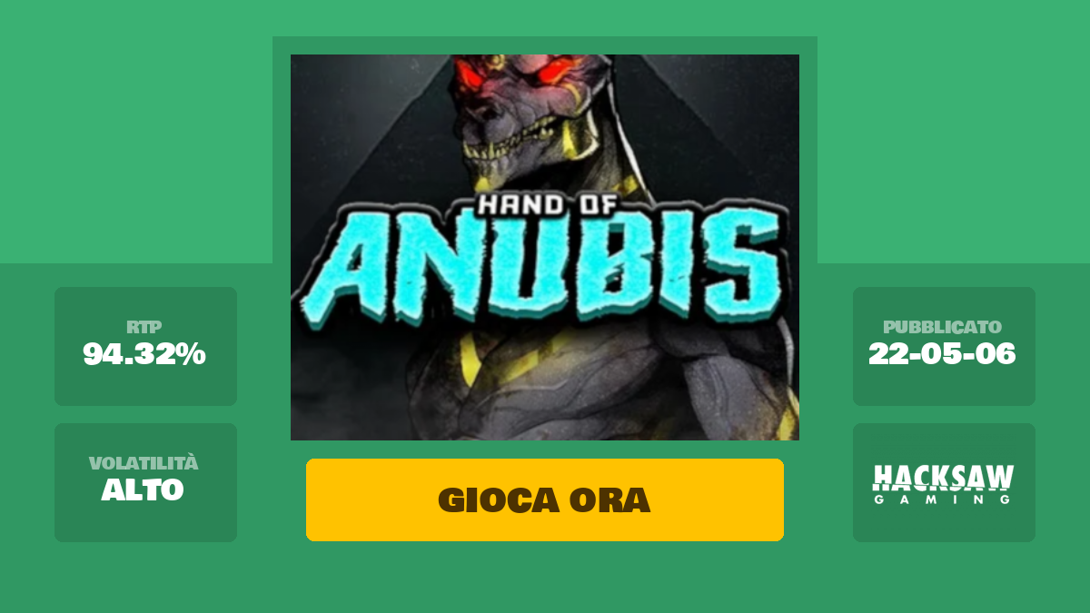 Hand of Anubis Slot Machine – Gioca Gratis Online